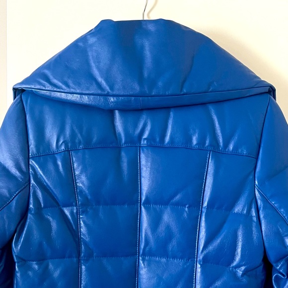 Danier Blue Leather Puffer Jacket - Picture 3 of 7